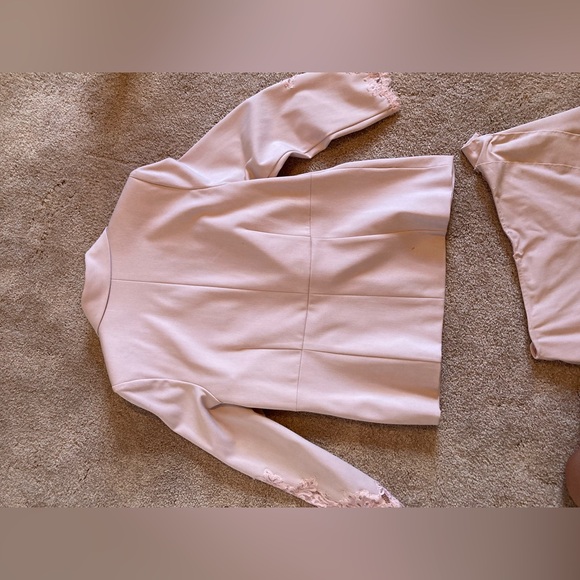 Handmade lace inlay blazer and tulip skirt set perfect for wedding-unfinished - Picture 9 of 13